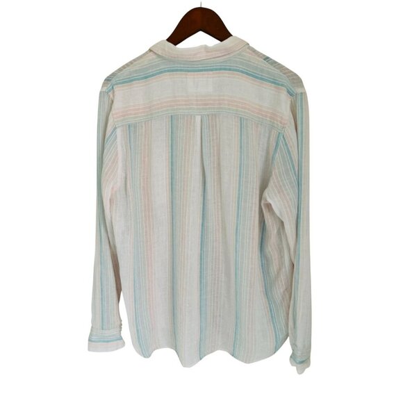 Rails Marbella Linen Blend Stripe Button Down Shirt Large - Picture 9 of 12